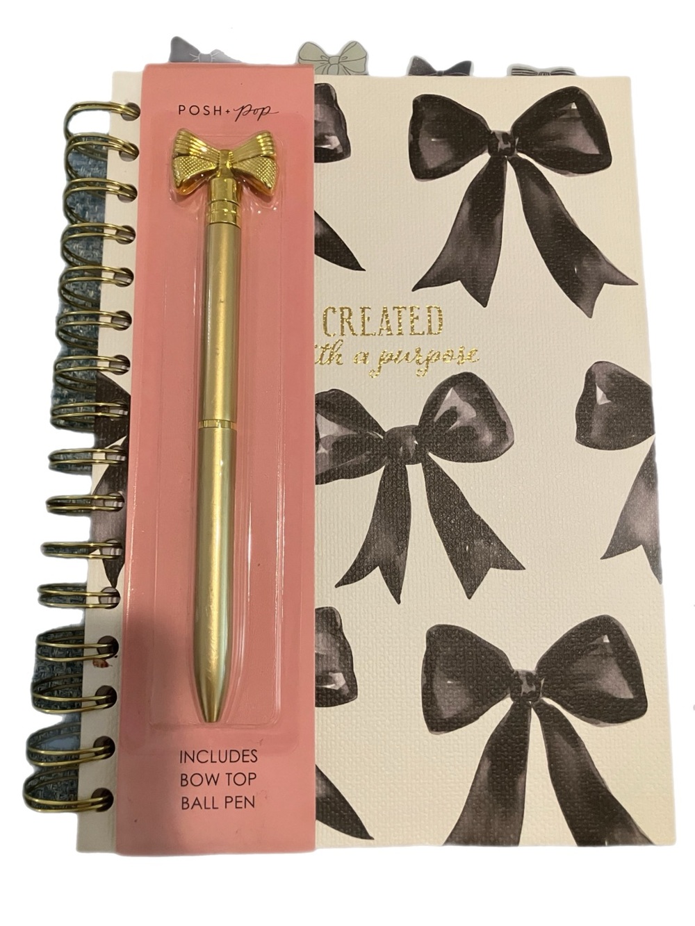 Gold Bow-Top Ball Pen by - Elegant Metallic Gold